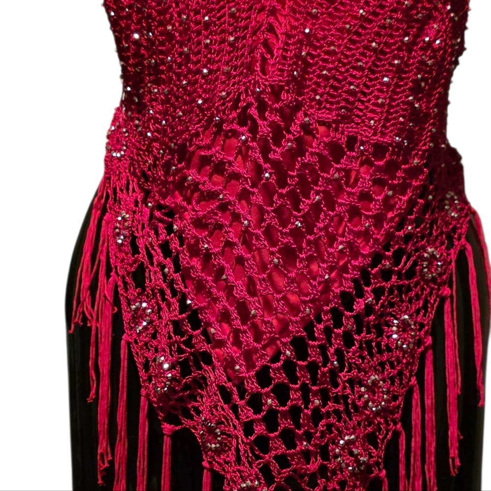 ♥️NEW Halter Tie Top Sparkles, Fringe - Picture 2 of 12